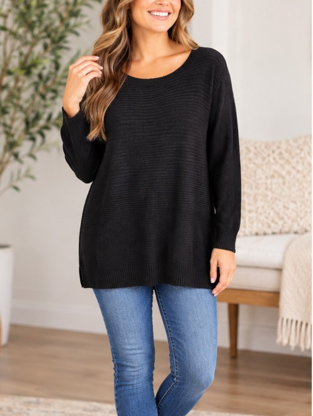 APT.9 Black Textured Knit Top – Size XXL